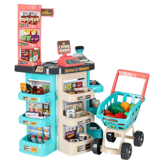 Supermercāts ar aksesuāriem 🛒🍎🍪 – 47 elementi